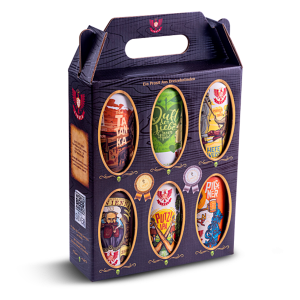 kit presente com 6 latas cerveja artesanal linden bier