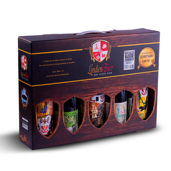 kit maleta com 5 cervejas artesanais linden bier